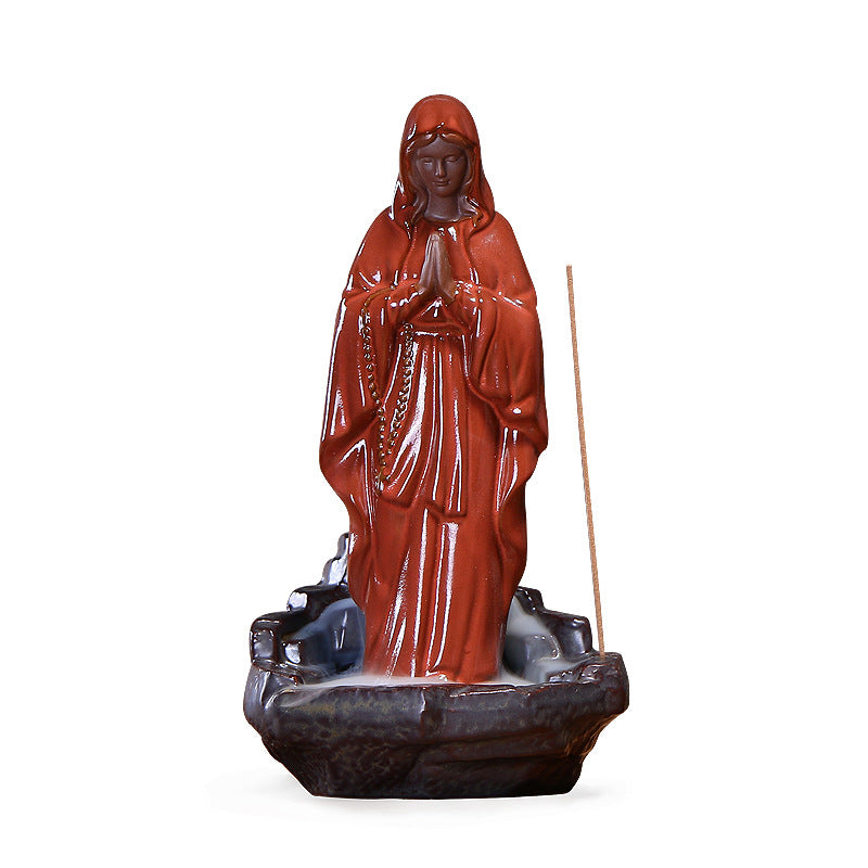 Jesus Smoke Backflow Incense Burner Creative Virgin Tower Incense Burner Decoration