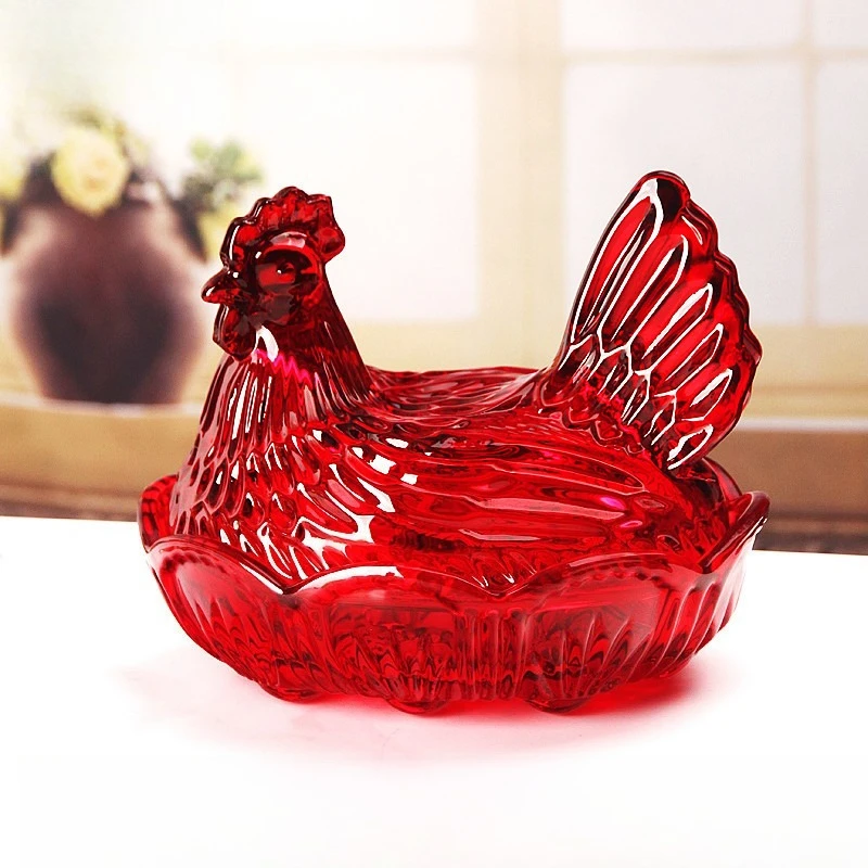 Glass Chicken Candy Jar Thickened Crystal Glass Fruit Plate