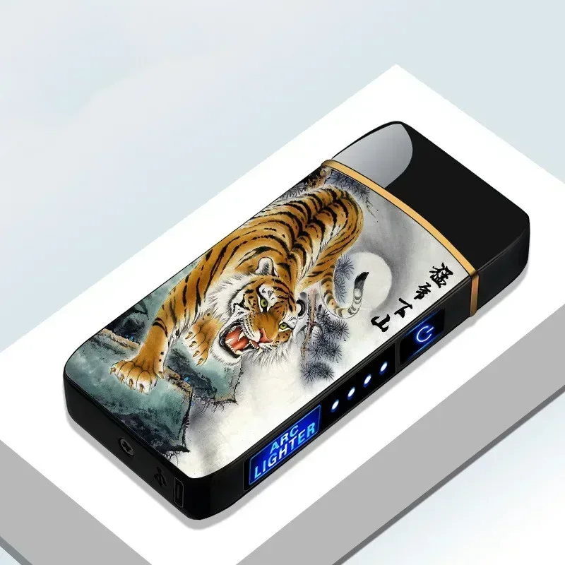 Fingerprint touch sensing lighter, high-end internet celebrity electronic USB windproof pulse arc lighter, creative personality