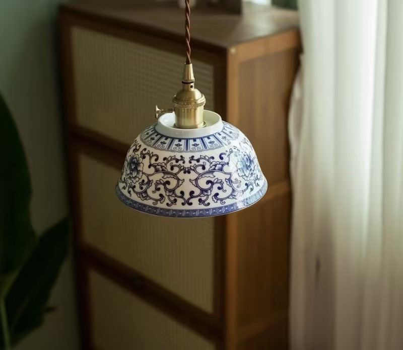 Retro Blue and White Porcelain Chandelier New Chinese Style Chandelier