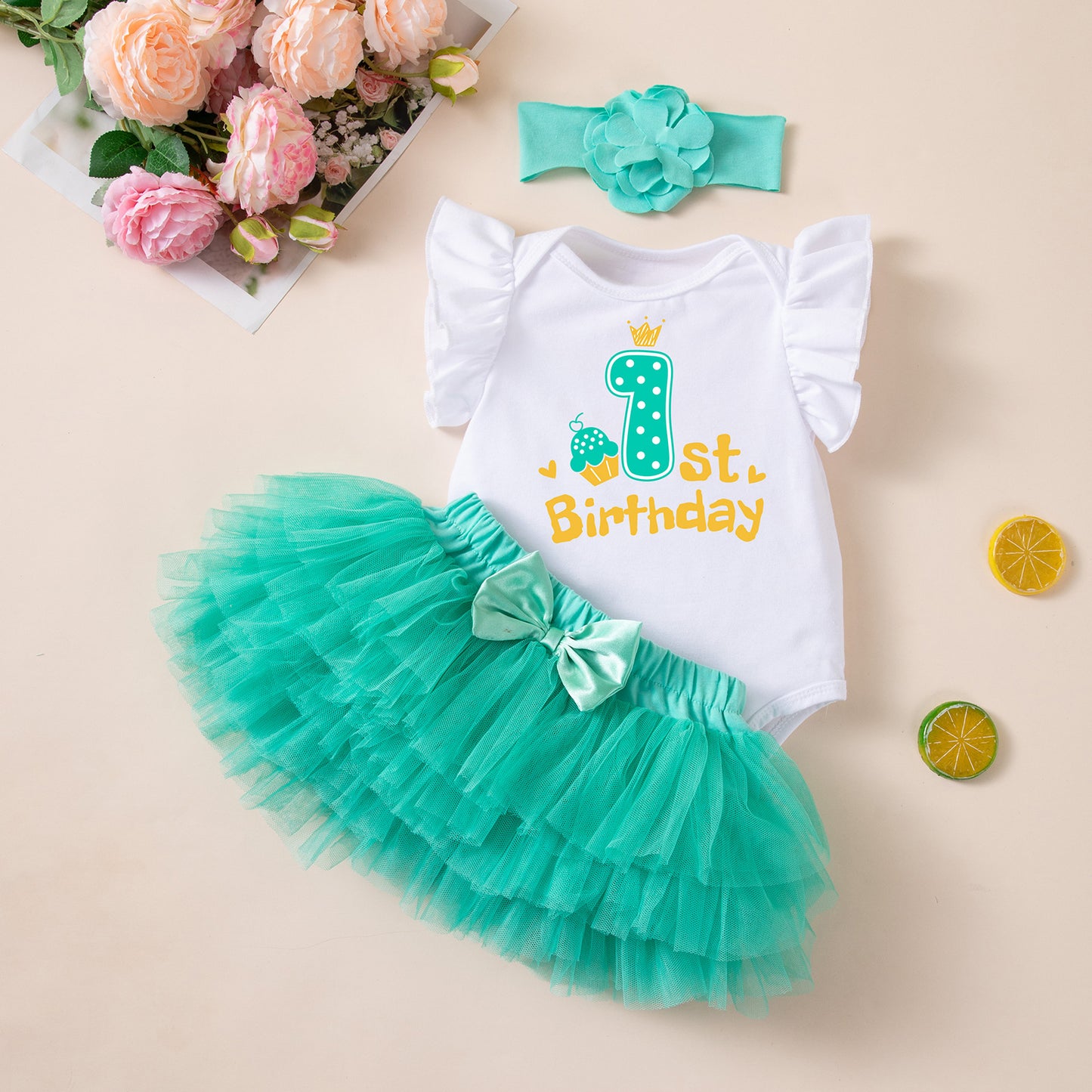 Summer Clothes Baby Girl Birthday Romper Dress Rainbow Skirt Trendy Baby Dopamine Outfit