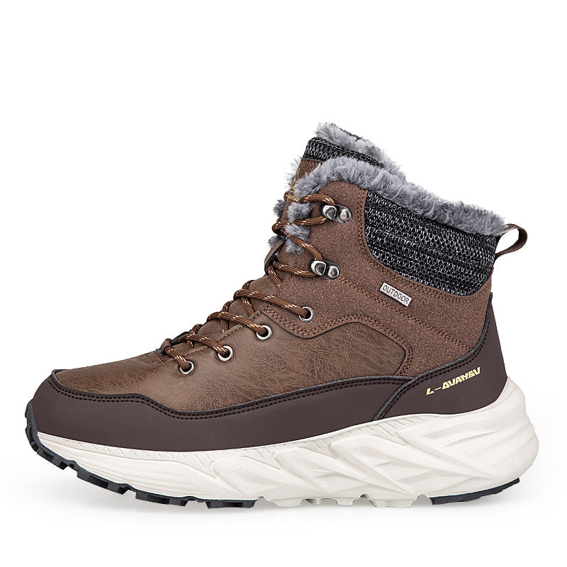 Fashion Style Type of Footwear Winter Outdoor Mid-Cut Fleece Lined Snow Boots with Height Increase Warm Men's Cotton Shoes & Women's Warm Walking Shoes