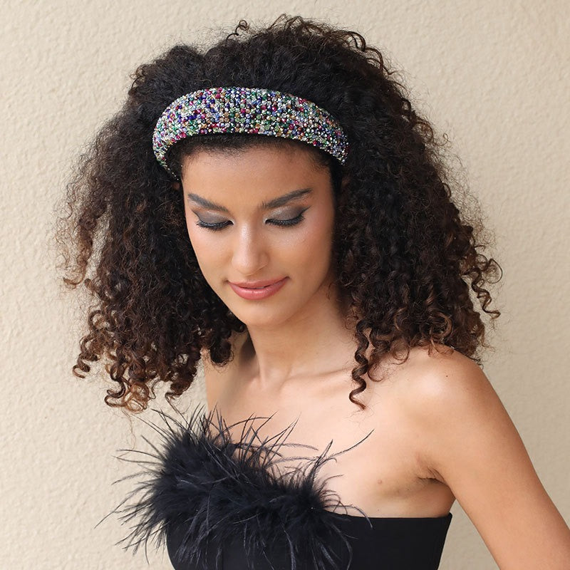 Fashionable full set glass crystal headband for women's temperament washing headwear