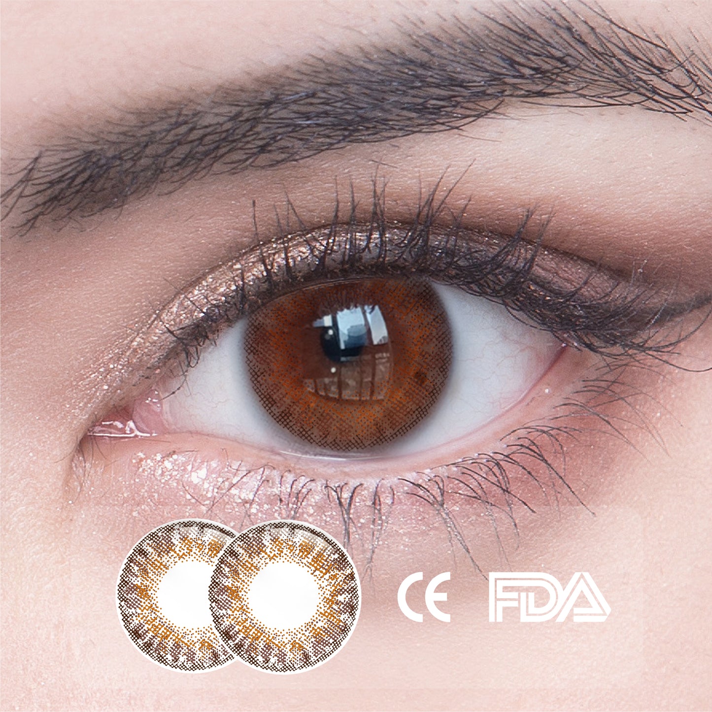 1Pcs FDA Certificate Eyes Beautiful Pupil Colorful Girl Cosplay Contact Lenses Brown(0-600°)
