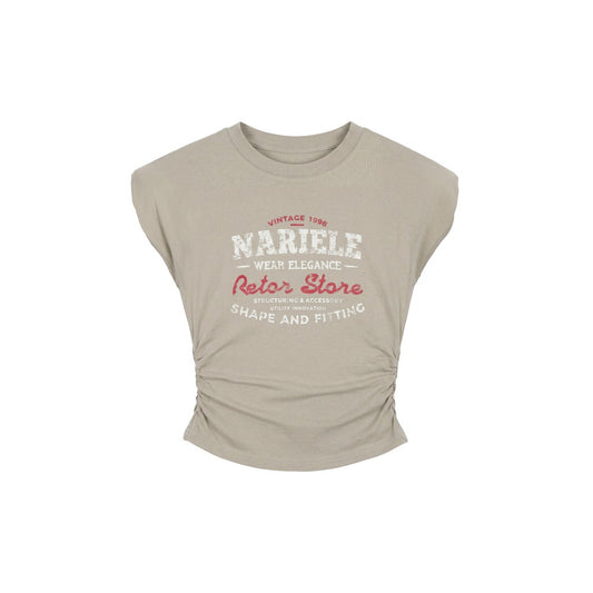 Letter Print T-Shirt Crop Top Fitted Sleeveless Shirt