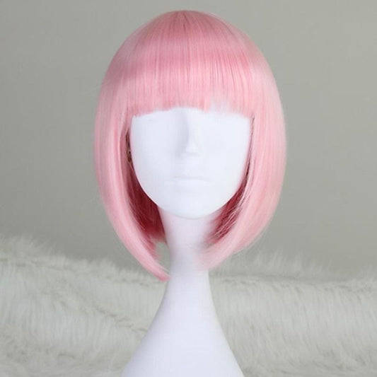 Wig for Women Short Hair Straight Bangs Bobo Bob Cut Anime Cosplay Colorful Hair