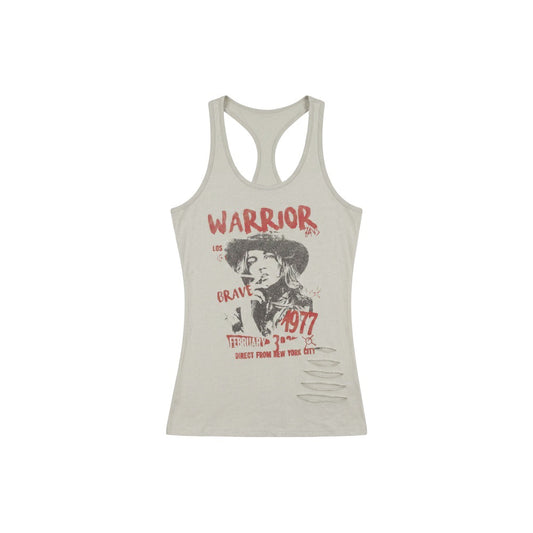 Printed Ripped Sleeveless Tank Top for Women Fitted Summer Crop Top Outerwear