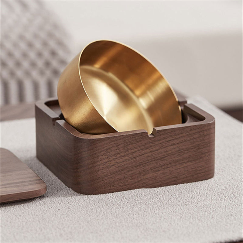 Walnut Solid Wood Ashtray With Cover