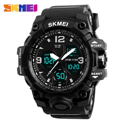 New Fashion Men Sports Watches SKMEI 1155B(2) Men Quartz Analog LED Digital Clock Man Military Waterproof Watch Relogio Masculino 1155B