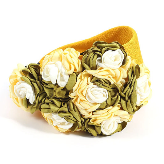 Fashionable design side three-dimensional flower handmade fabric headband headband