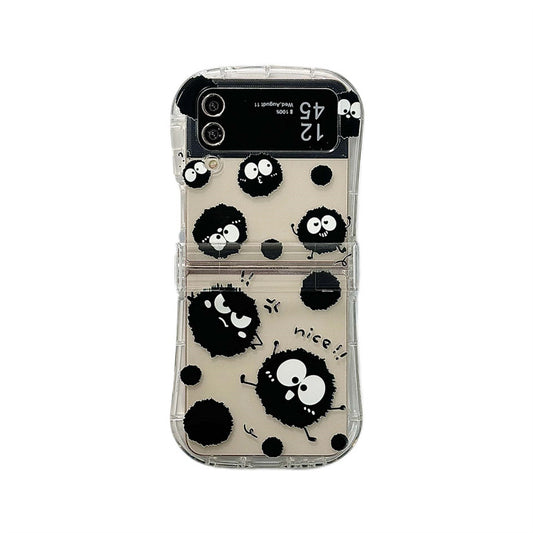 Small waist cute coal ball new three piece set suitable for Samsung Galaxy zflip3/4 5/67 generation phone cases