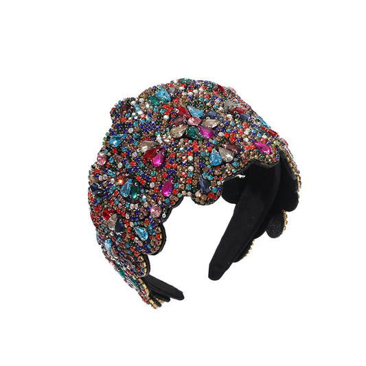 Full Sky Star Glass Diamond Wide Edge Vintage Hair Hoop