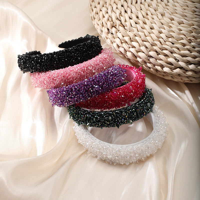 Crystal handmade beaded women's wide brimmed hair accessories