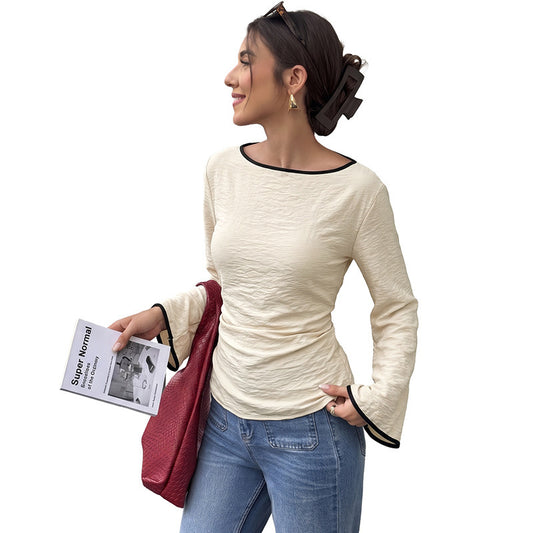Long sleeved waist cinched shirt for women