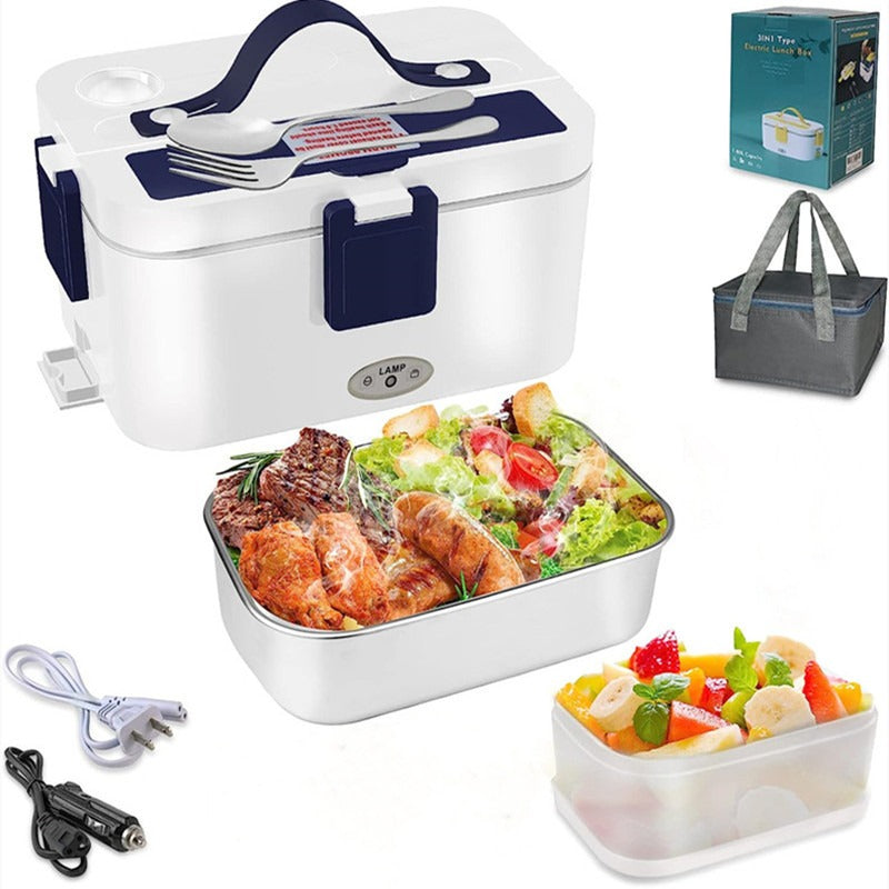 80W Food Heater 12V 24V 110V Self Heating Lunchbox Portable Food Warmer Electric Lunch Box for Car/Truck/Home