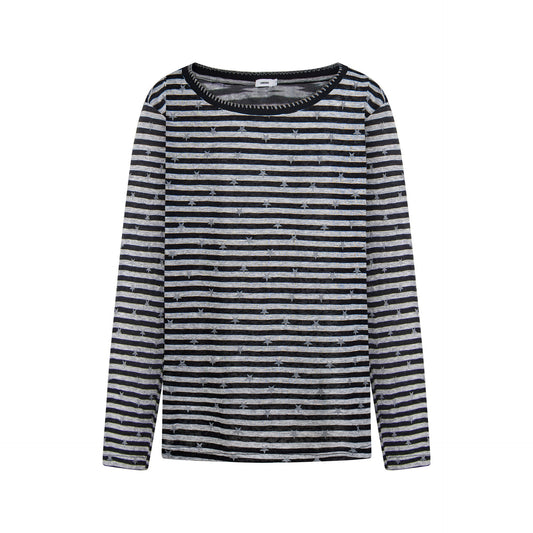 Color-Blocked Stripe Hoodie Loose Long Sleeve Top
