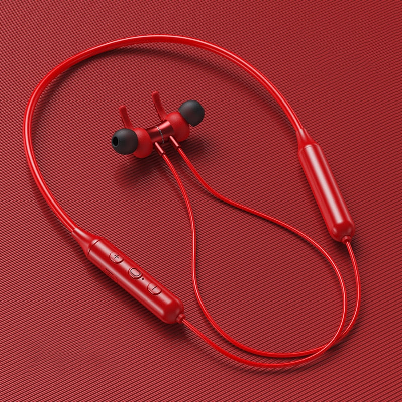 Swalle Bluetooth 5.0 Wireless Sports earphone Stereo Subwoofer Hanging Neck Hanging Metal Magnetic Bluetooth Headphone
