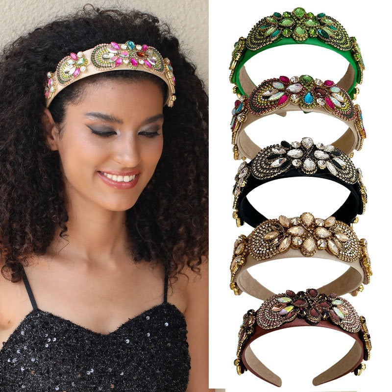 Fashionable handmade heavy craftsmanship Baroque wide edge hair accessories with diamond inlay hair accessories