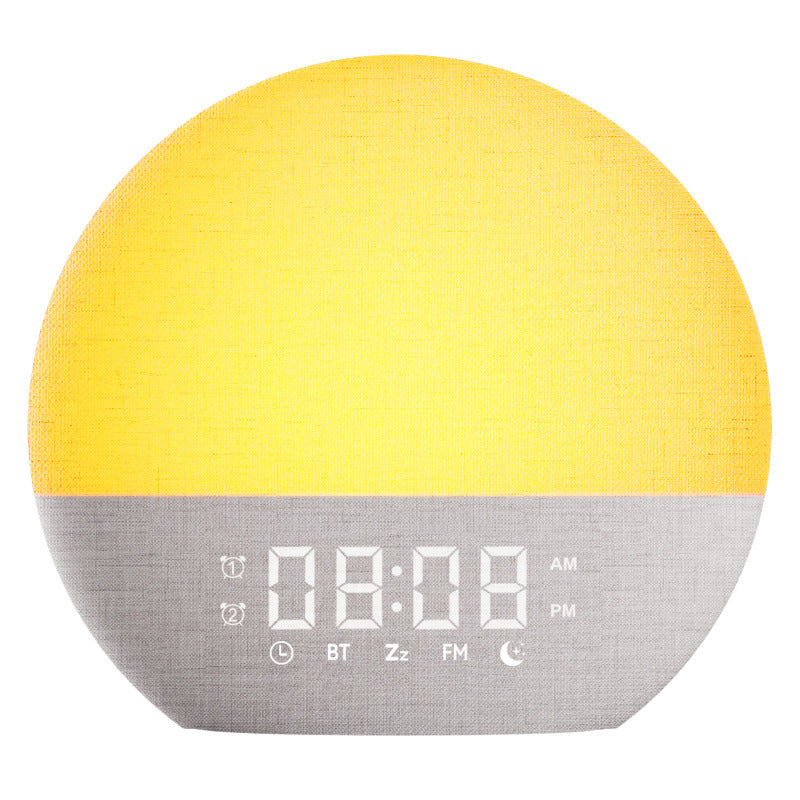 Simulated Sunrise Sunset Wake-Up Light with Breathing Mode, RGB Ambient Lamp, FM Radio Digital Alarm Clock for Bedside