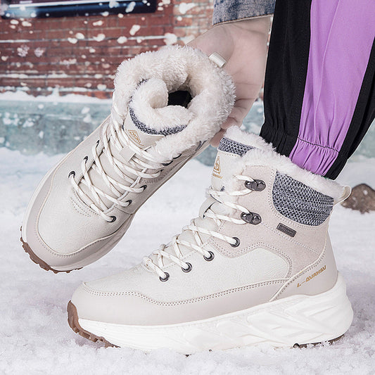 Fashion Style Type of Footwear Winter Outdoor Mid-Cut Fleece Lined Snow Boots with Height Increase Warm Men's Cotton Shoes & Women's Warm Walking Shoes