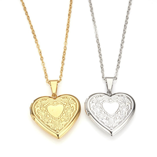 Opening Heart Women Necklace Personalized Album Box Necklace Stainless Steel Gold Necklace Design