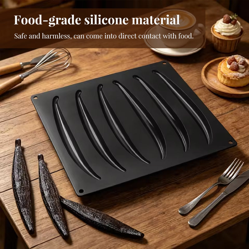 6-Cavity Silicone Vanilla Bean Mousse Mold – Non-Stick Cake & Dessert Baking Tray