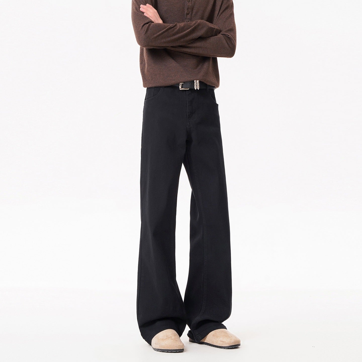 Washed Slim-Fitting Denim Pants for Men and Women