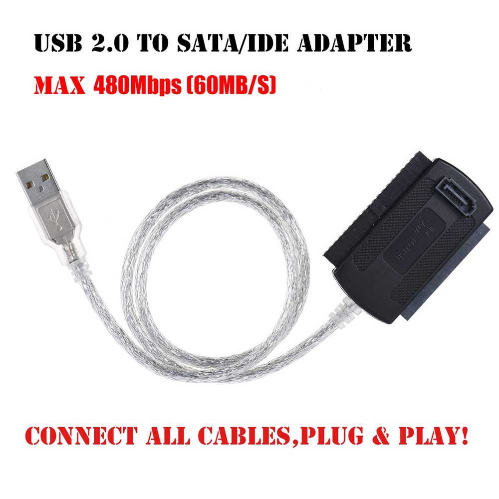 ITINFTEK SATA PATA IDE Drive to USB 2.0 Adapter Converter Cable for Hard Drive Disk HDD 2.5" 3.5" with External AC Power Adapter