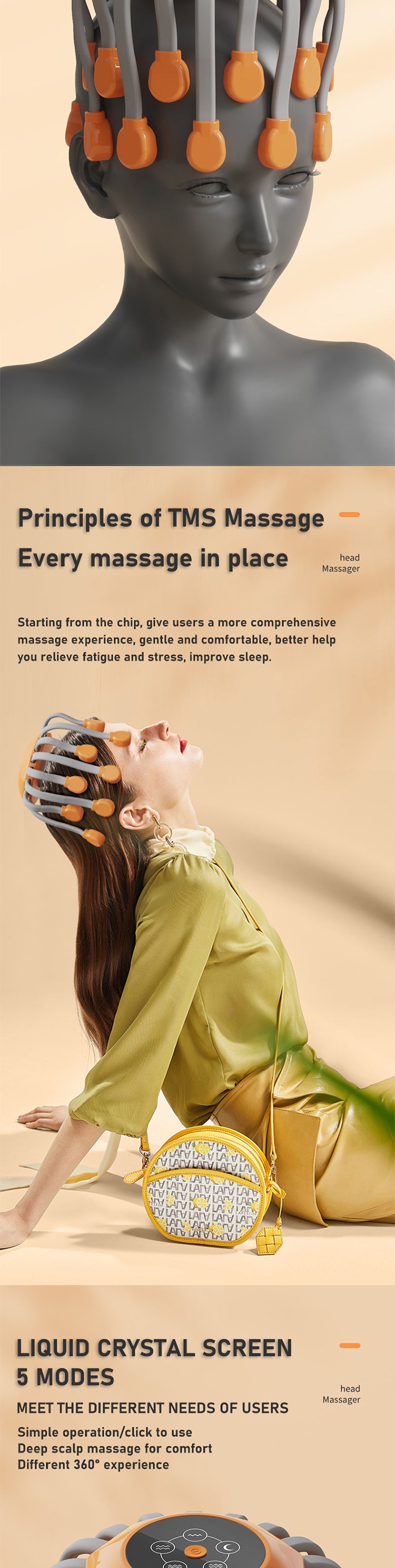 20Massage Heads Orange Scalp Head Massager Red Light Therapy Vibrator Octopus Scratcher For Relaxation Stress Migraine