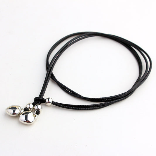 Pulling rope wax thread multi-layer foot decoration peach heart pendant foot chain