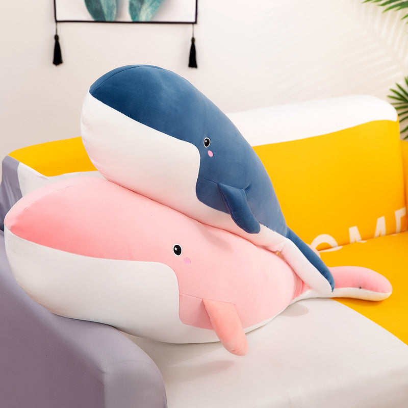 Cute Whale Plush Pillow Ocean Series Long Barrel Whale Soft Toy Gift