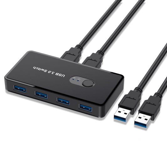 USB 3.0 switch printer sharer 4-port USB shared mouse and keyboard for 2 computers 2-inch and 4-out AT06