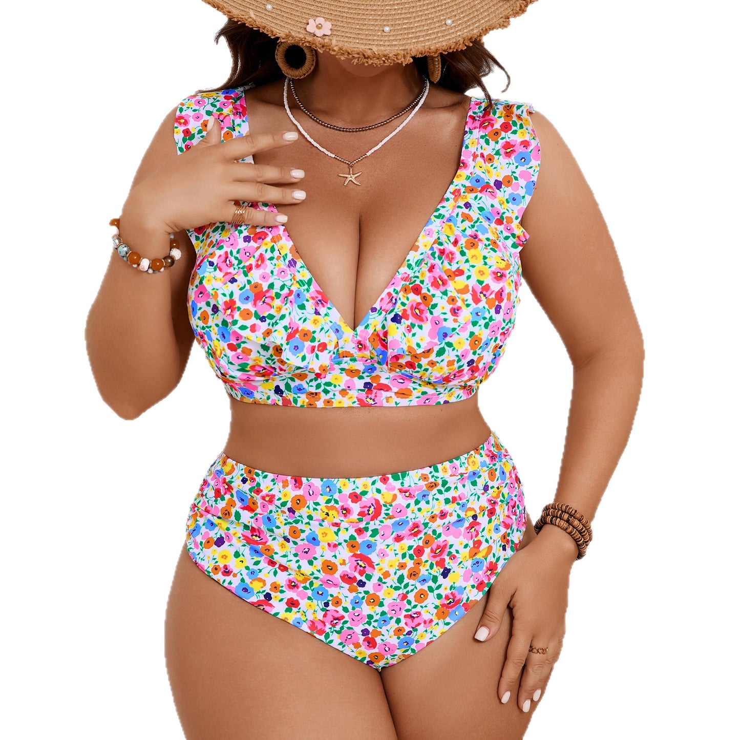 Floral covered one-piece swimsuit