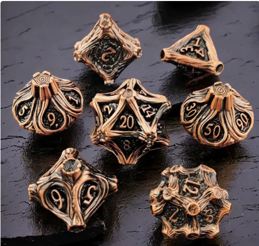 Solid Metal and Wood DND Dice TRPG Cthulhu Set Polyhedral Dungeons & Dragons COC Tabletop Role-Playing Game