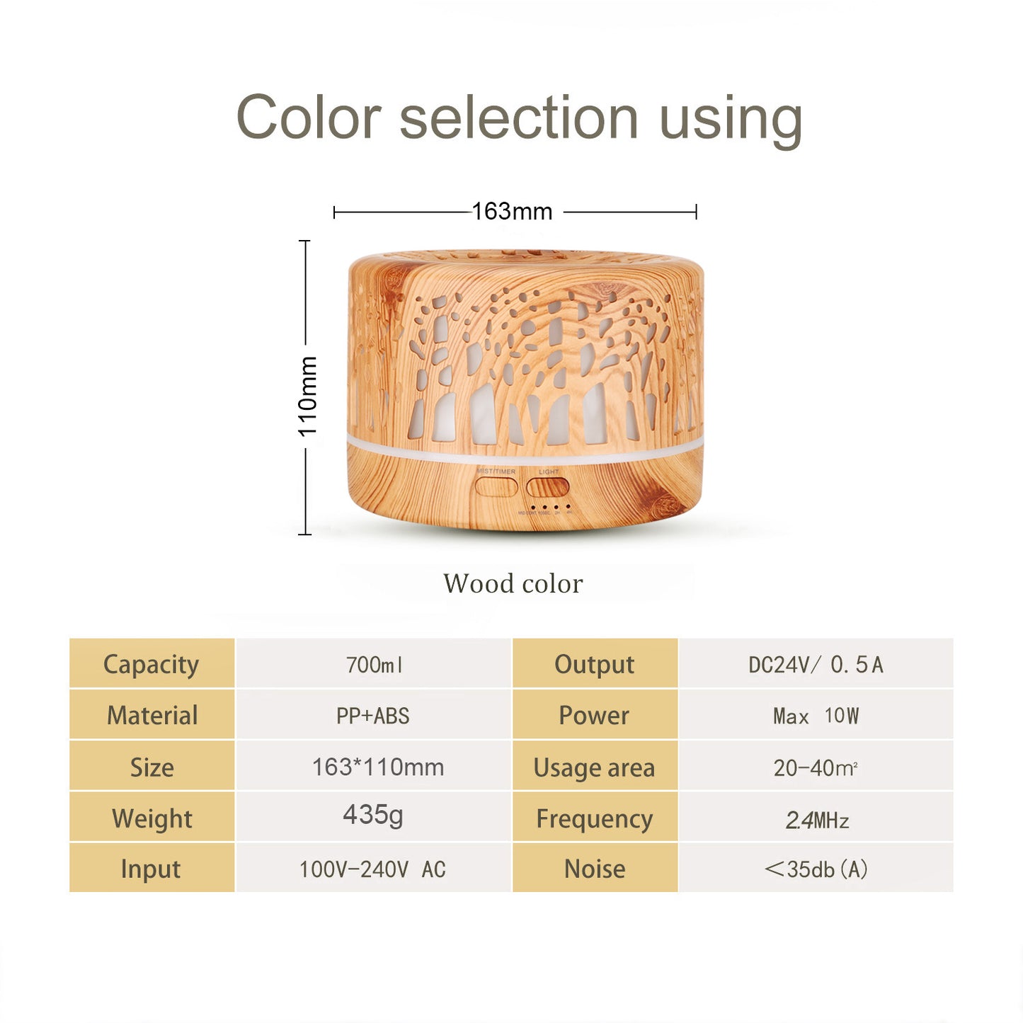 New Carved Aromatherapy Machine Hollow Aromatherapy Humidifier 500ml Wood Grain Ultrasonic Atomization