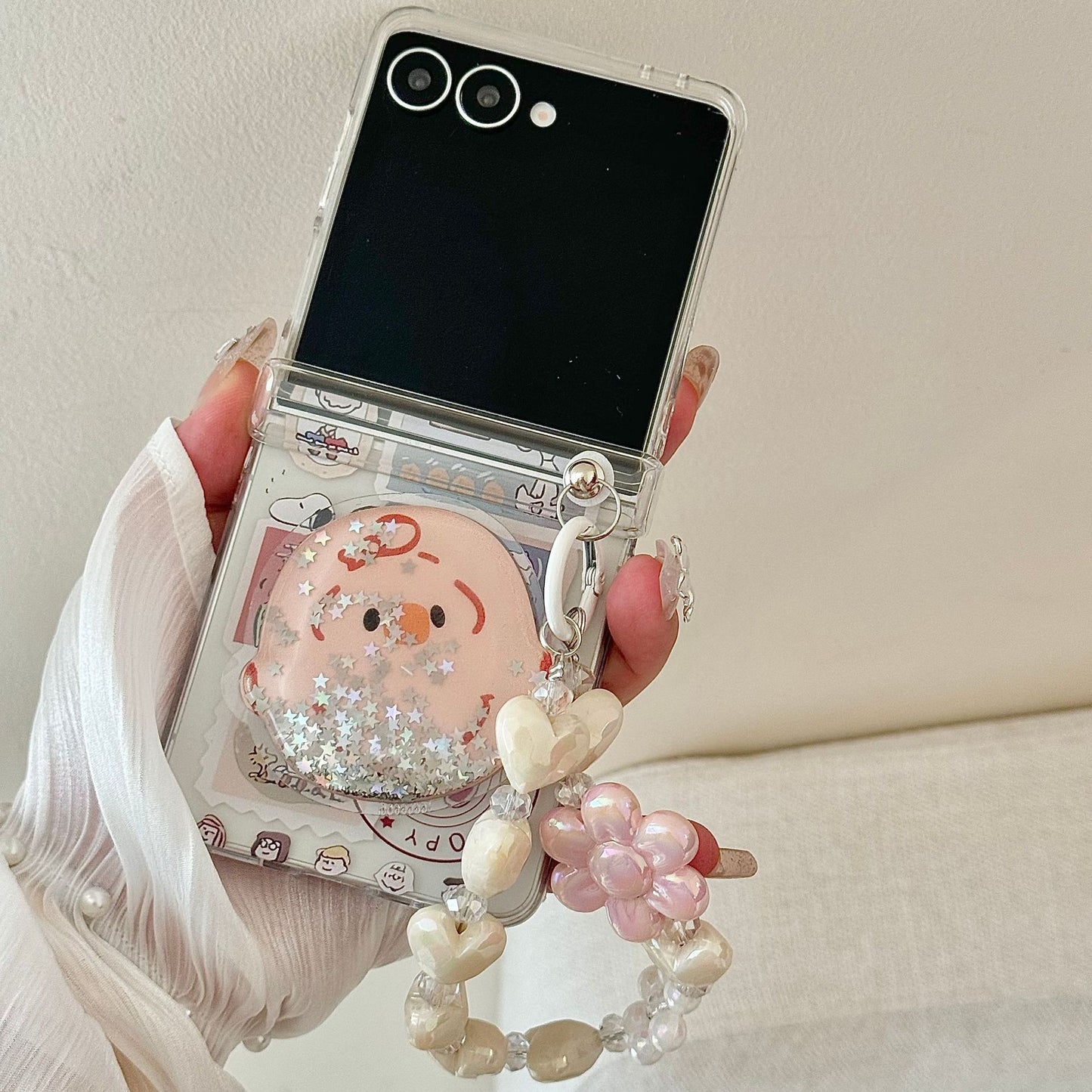Cartoon Snoopy Samsung suitable for zflip7 phone case folding screen 7FE women's anti fall all inclusive protective cover 5/6
