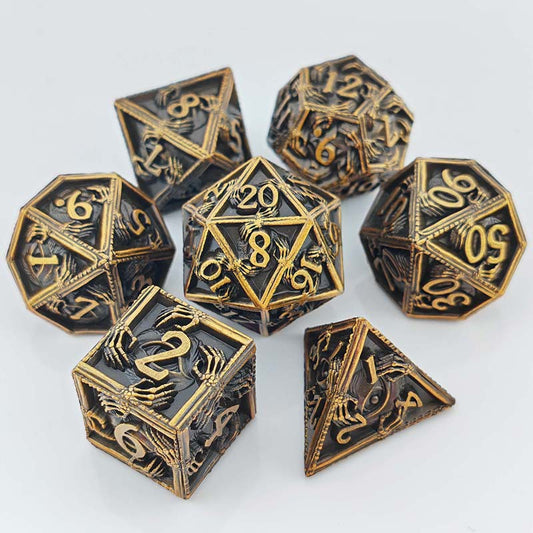 Popular New Eye Hand Dice Set, D&D Cthulhu Role-Playing Game, 7-Piece Metal Dice Set
