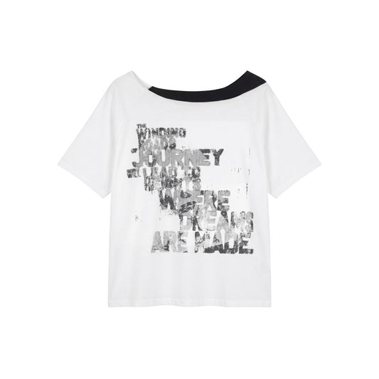Letter Print Loose Slim Fit Designer Short Sleeve T-Shirt for Women