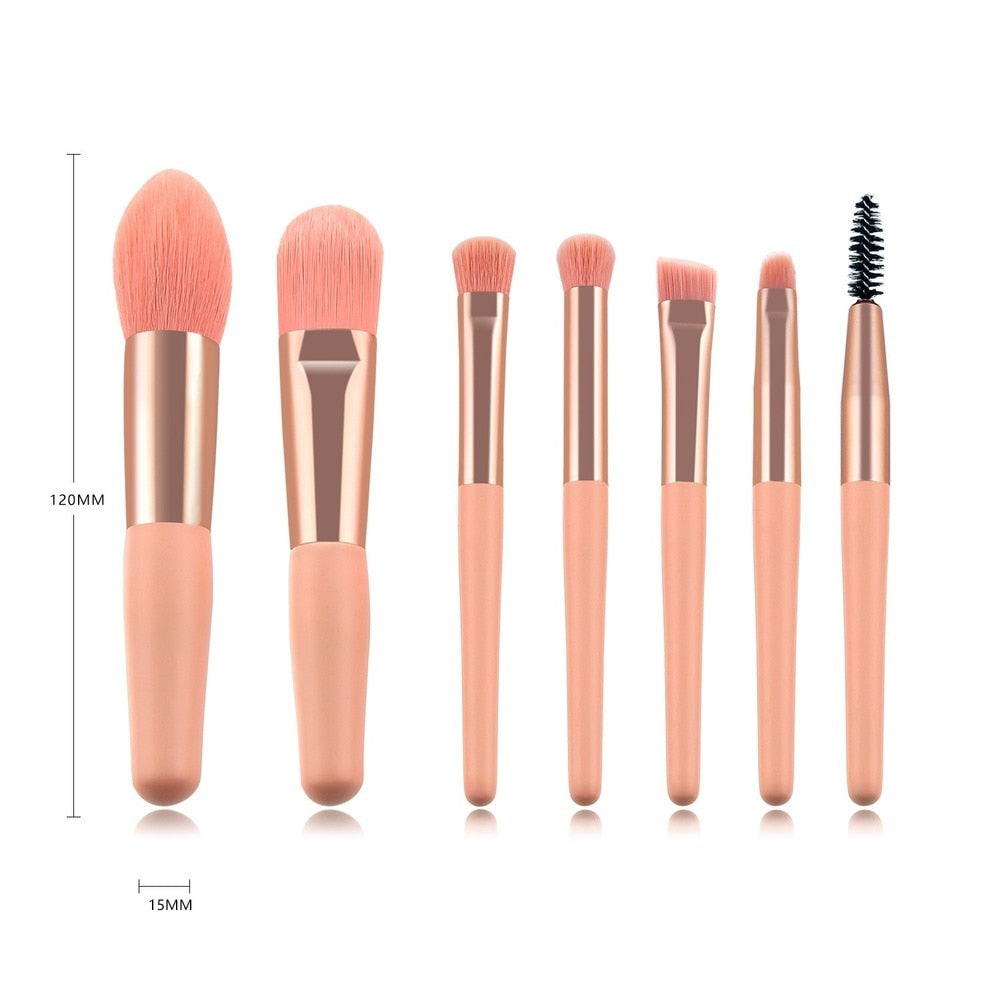 7/8pcs Little Cute Pink Makeup Brushes Set