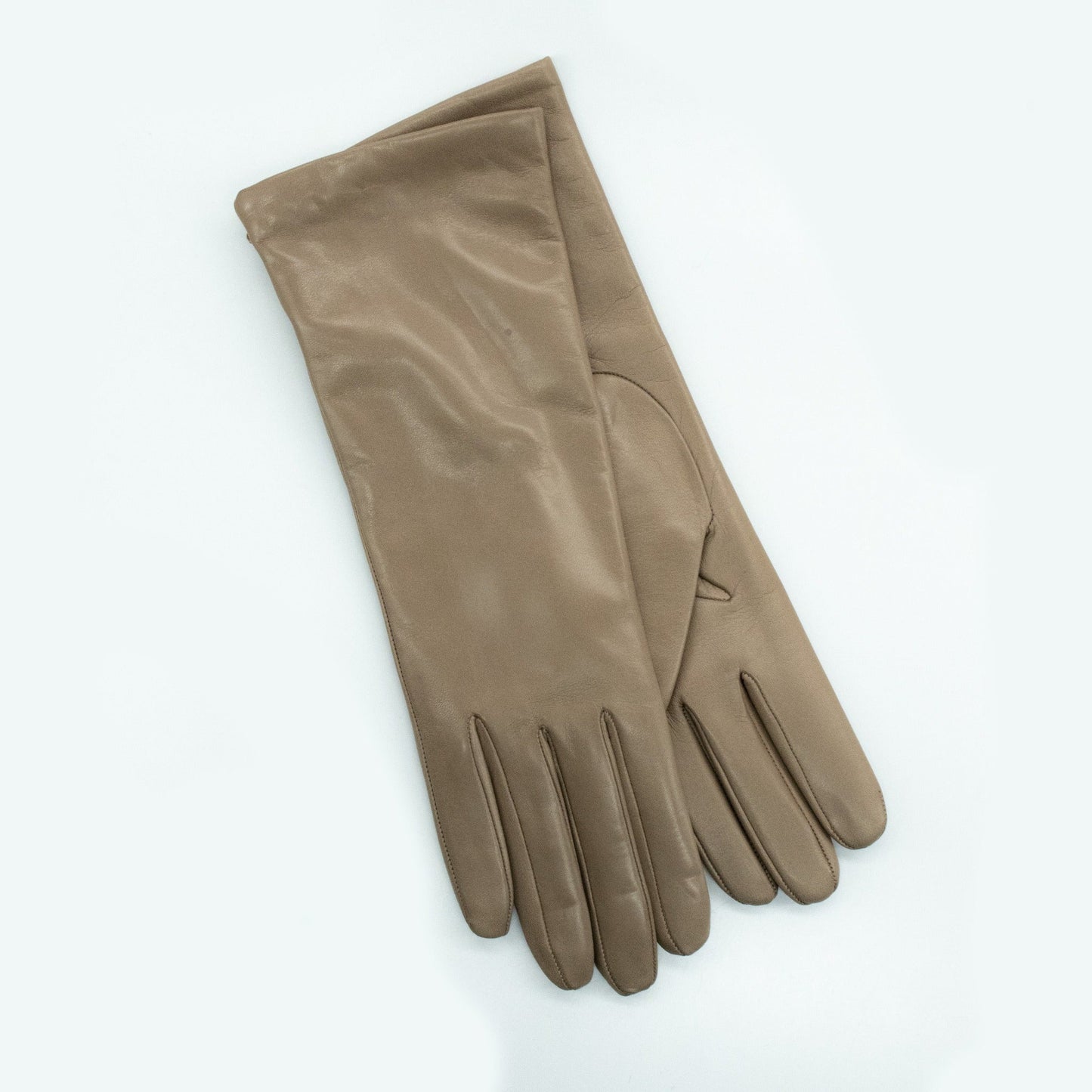 11" LEATHER GLOVES WITH CASHMERE LINING - NUDE
