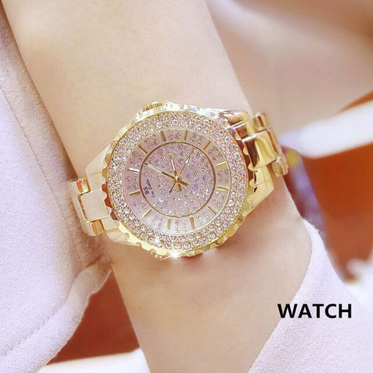 Ladies Rose Gold Diamond Watch