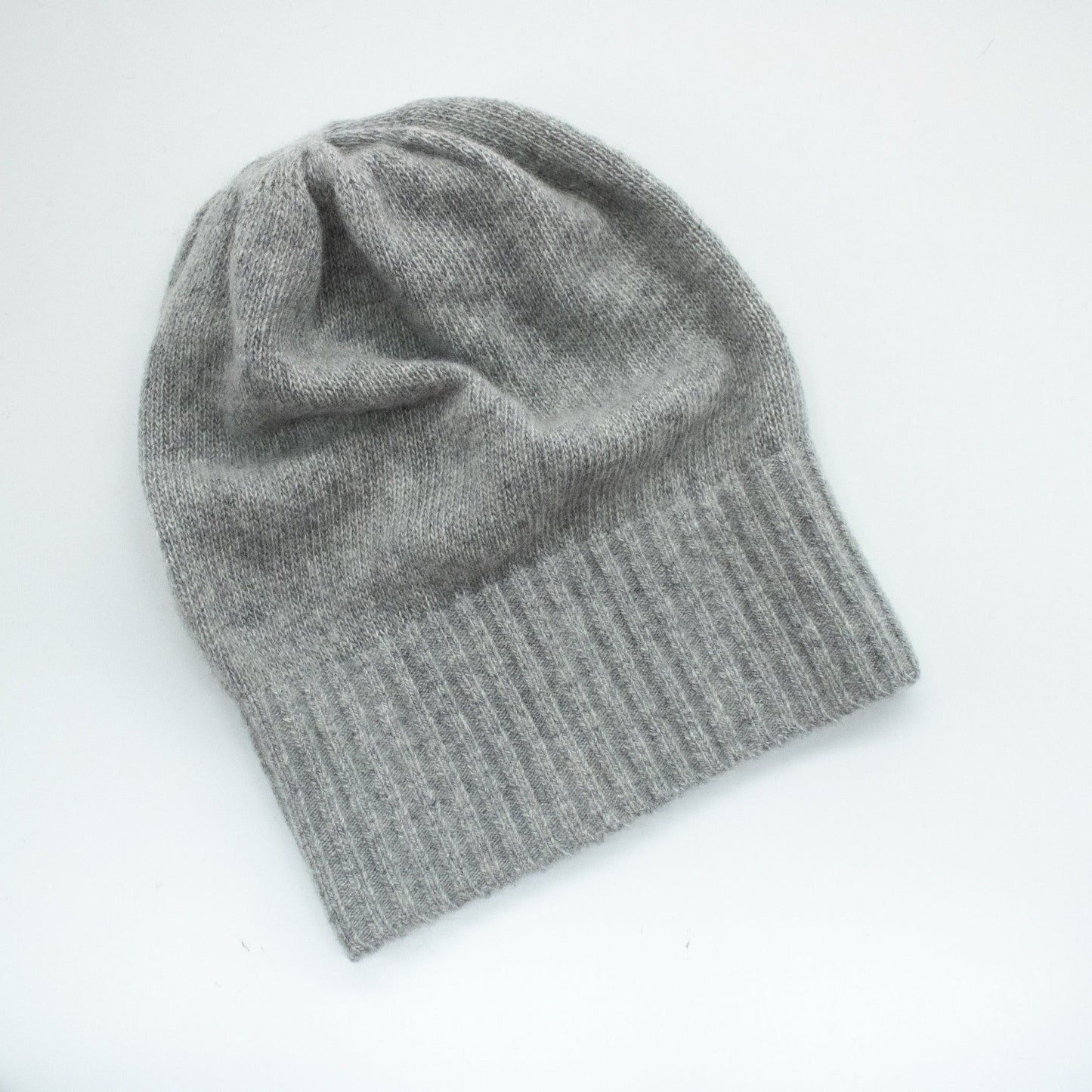 RIB CUFF SLOUCHY HAT - LIGHT GREY