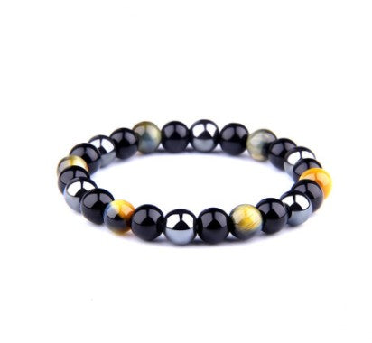 Obsidian Black and Blue Gemstone Bead Bracelet