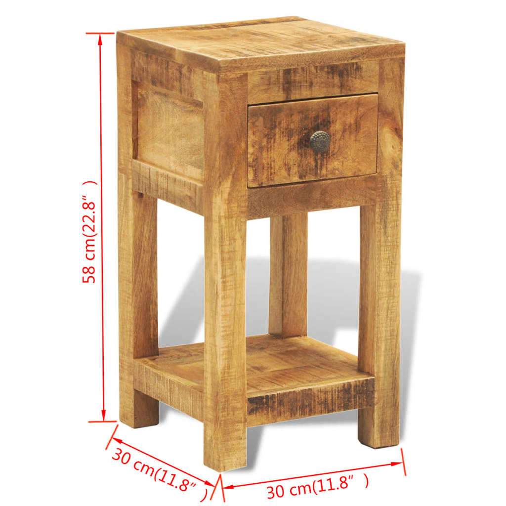 vidaXL Nightstand with 1 Drawer Solid Mango Wood