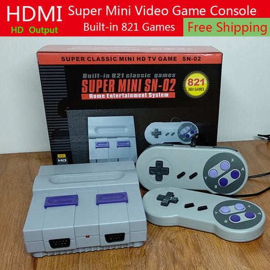 Mini Super Nintendo Console with Built-In 821 Different Classic Games