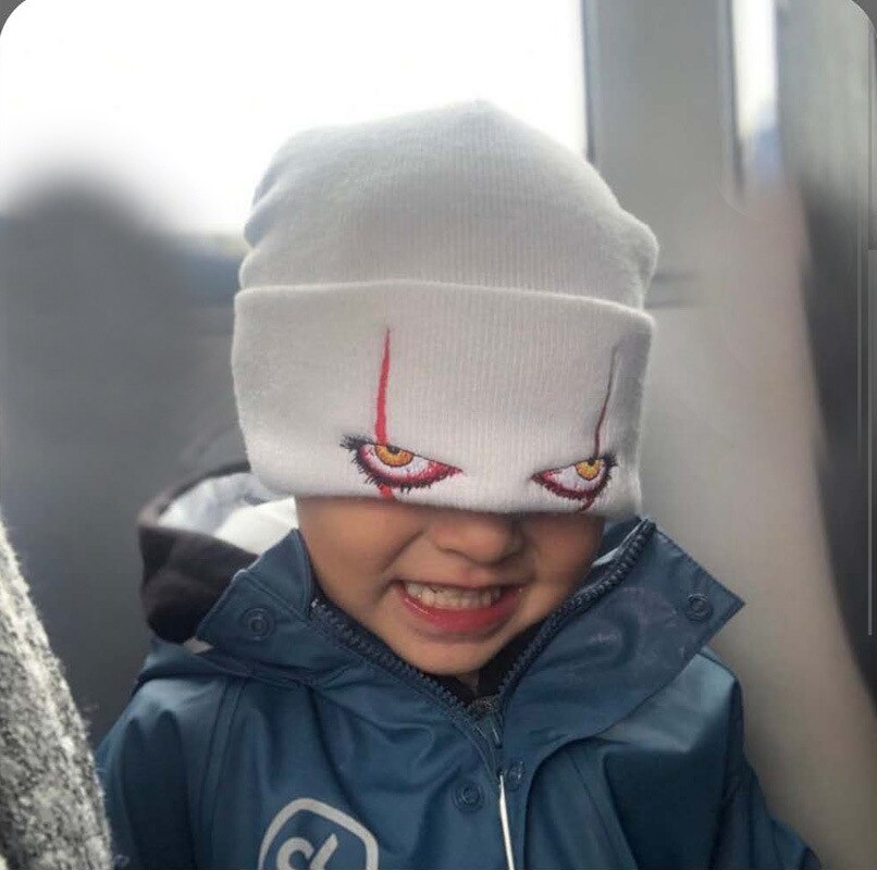 Scary Clown Eyes Knitted Beanie
