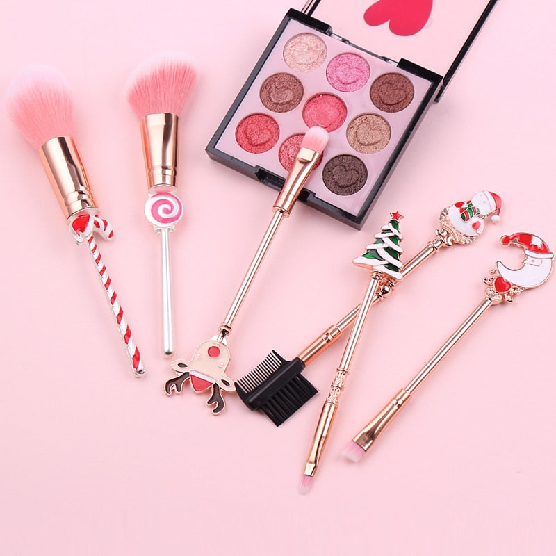 Christmas Makeup Brushes Set