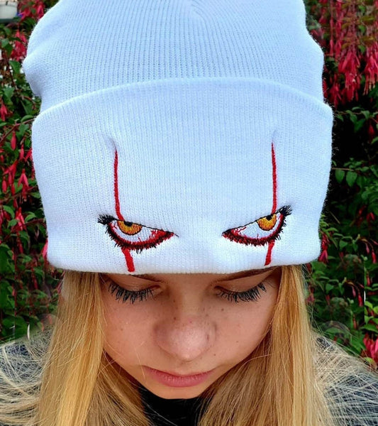 Scary Clown Eyes Knitted Beanie