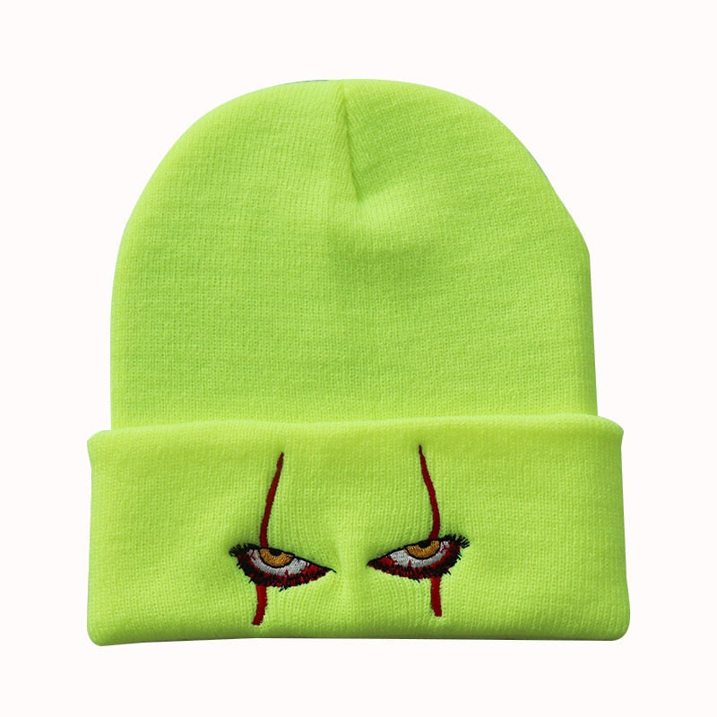 Scary Clown Eyes Knitted Beanie