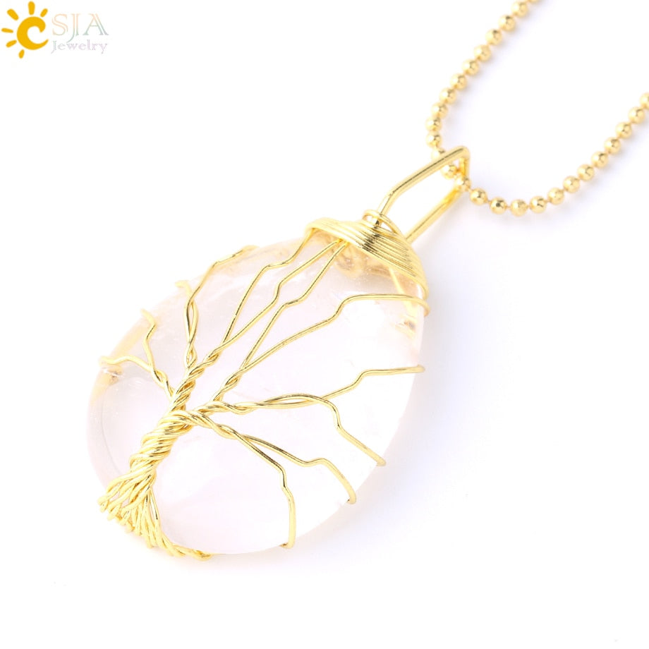 Tree of Life Necklace Natural Stone Pendant